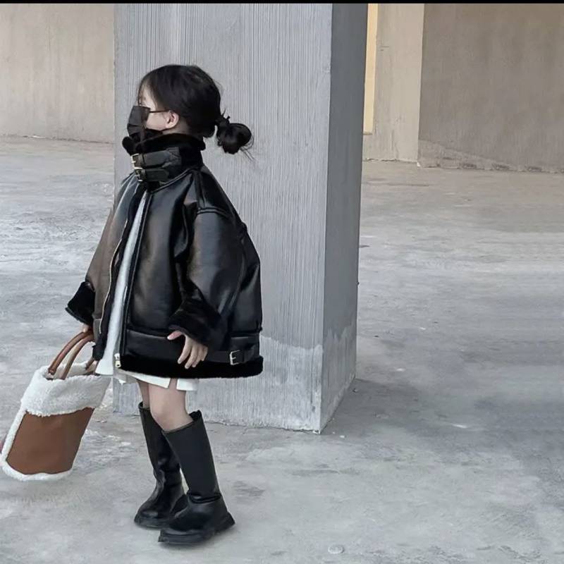 Wholesale PU Girls Plush Leather Jackets and Flying Jackets